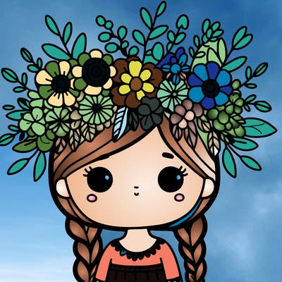 girl with flowers crown
