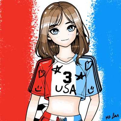 realistic girl wearing soccer jersey