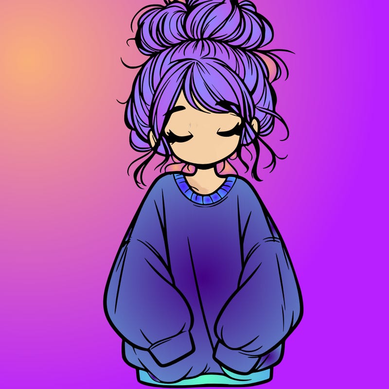girl with baggy sweatshirt and messy bun
