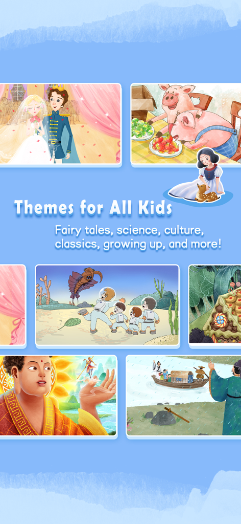 A collection of beautifully illustrated story themes for children including fairy tales science and culture