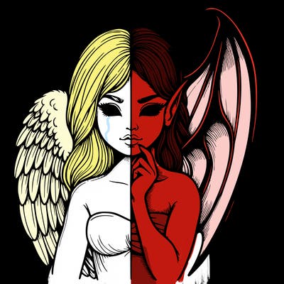 realistic angel half demon