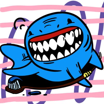 a shark flossing its teeth
