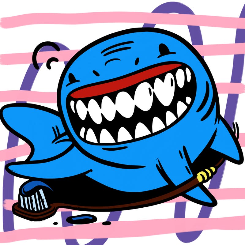 a shark flossing its teeth