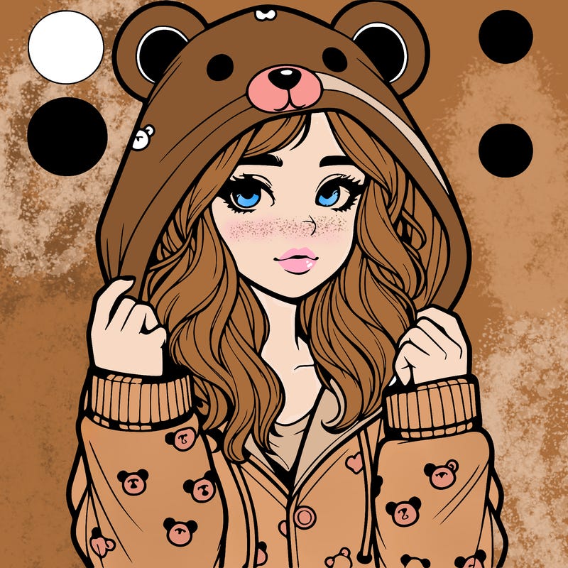 realistic girl in a animal pjs hoodie