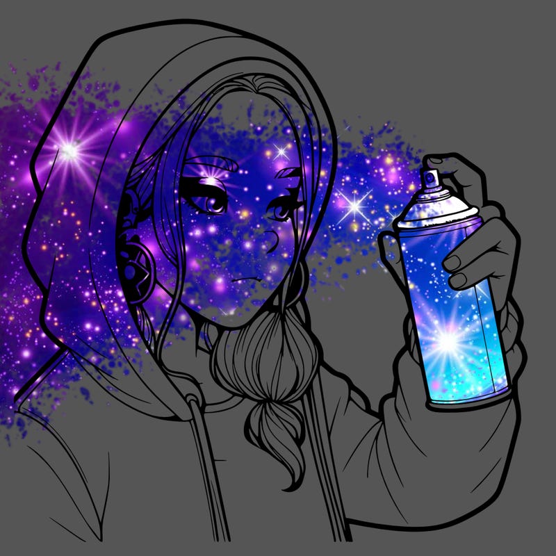 a realistic girl, spray painting