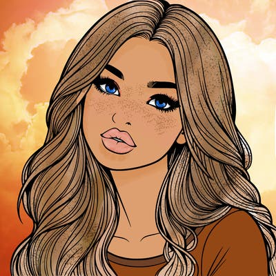 realistic girl with hair on her hair and lips