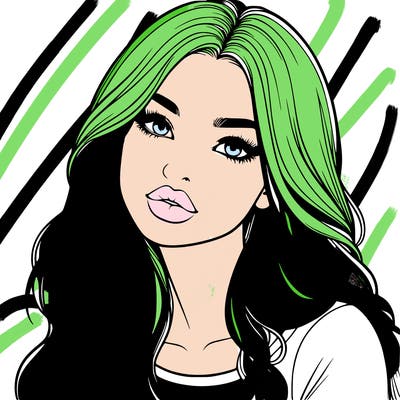 realistic girl with hair on her hair and lips