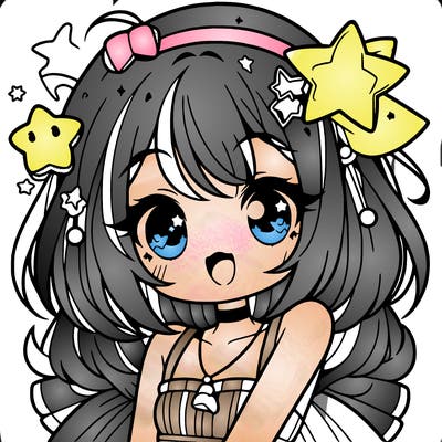 cute anime girl with star accessories