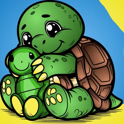 tortoise cuddling a soft toy