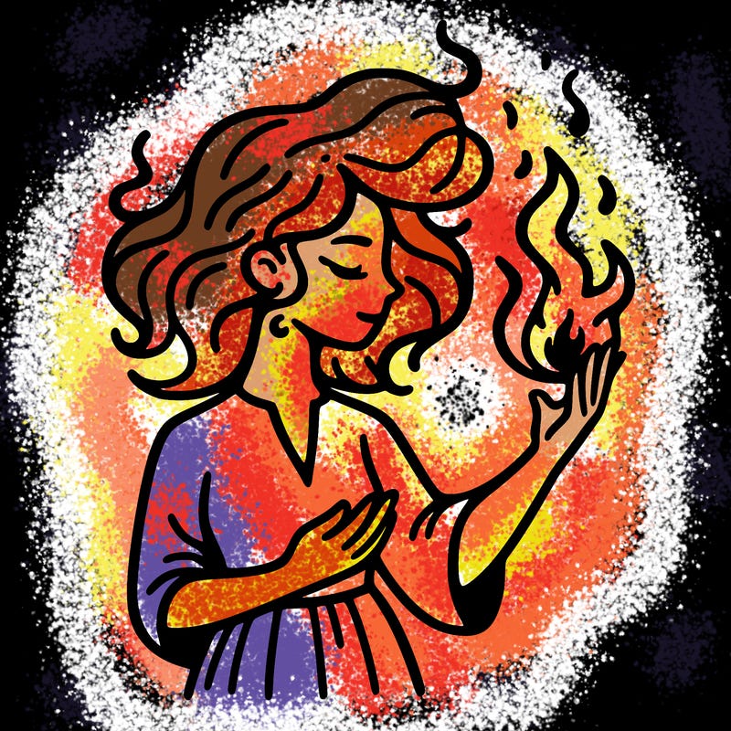 woman with fire