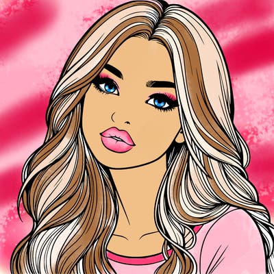 realistic girl with hair on her hair and lips