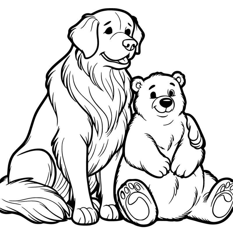 golden retriever and a bear