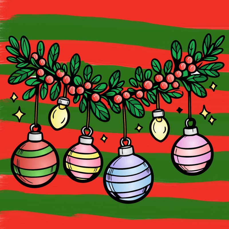 christmas garland with big bulbs