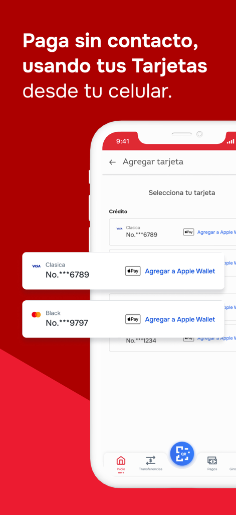 AV Villas App - Écran de l'application AV Villas pour ajouter des cartes de crédit à Apple Wallet pour les paiements sans contact