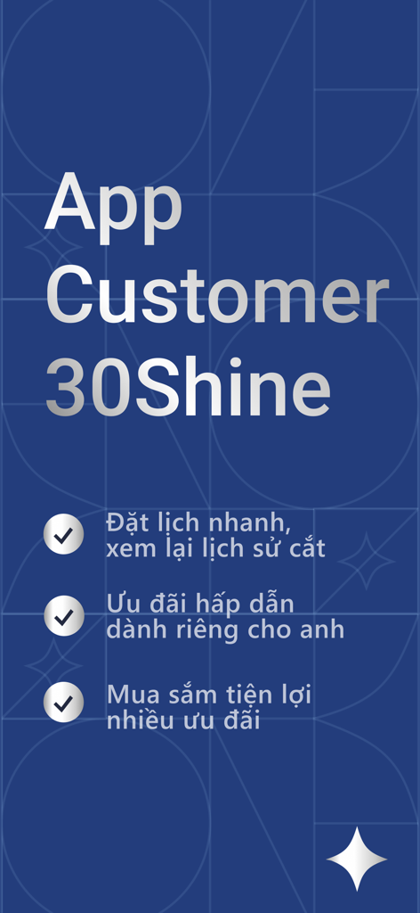 Overview of the 30Shine customer app features for hair salon booking and grooming products shopping