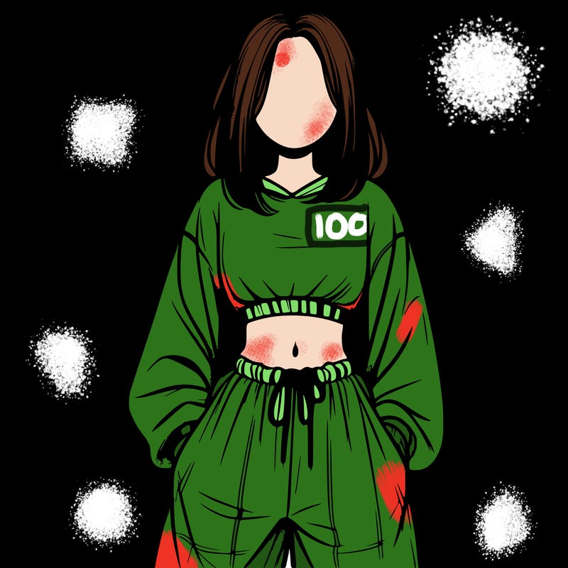 realistic girl faceless with baggy pants and a crop top