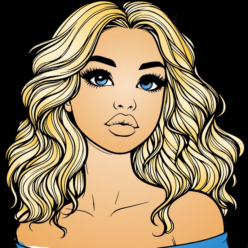 realistic girl with wavy hair and lips