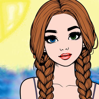 realistic girl with braids