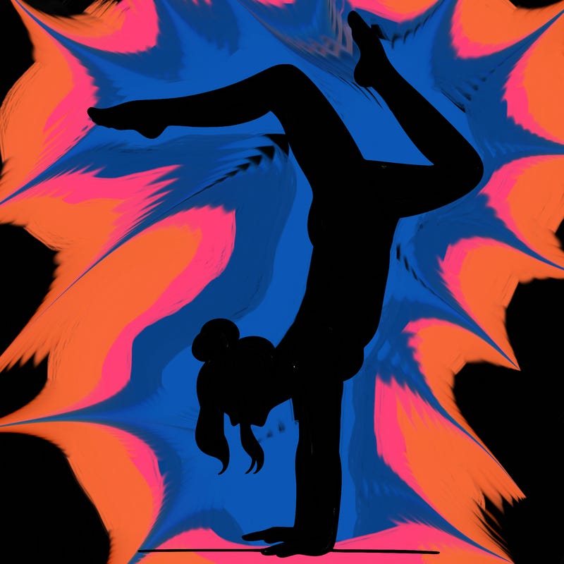 a woman doing a handstand