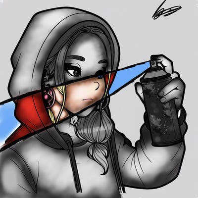 a realistic girl, spray painting