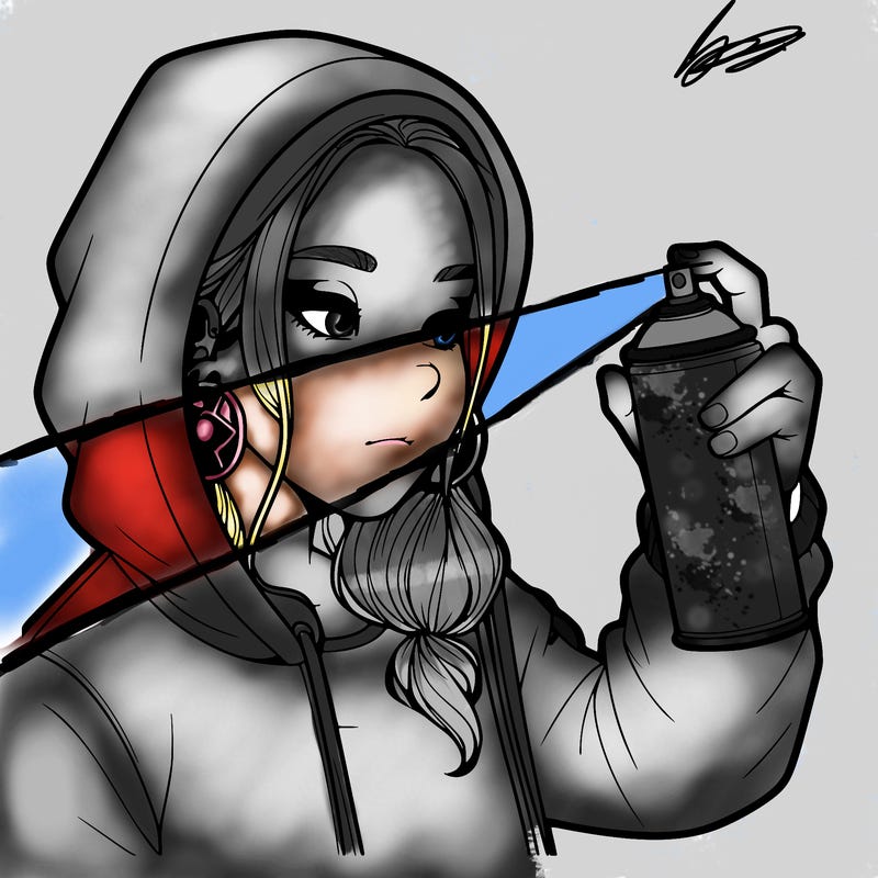a realistic girl, spray painting