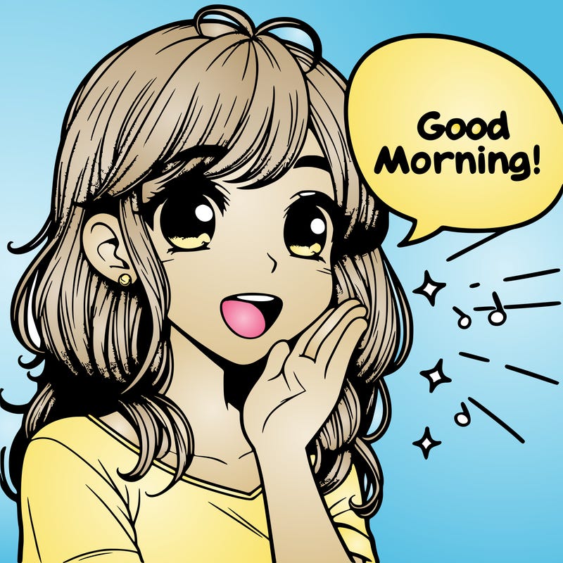 realistic girl saying good morning