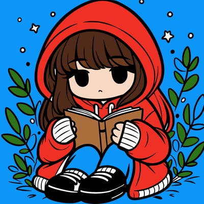 girl in oversized hoodie reading a book