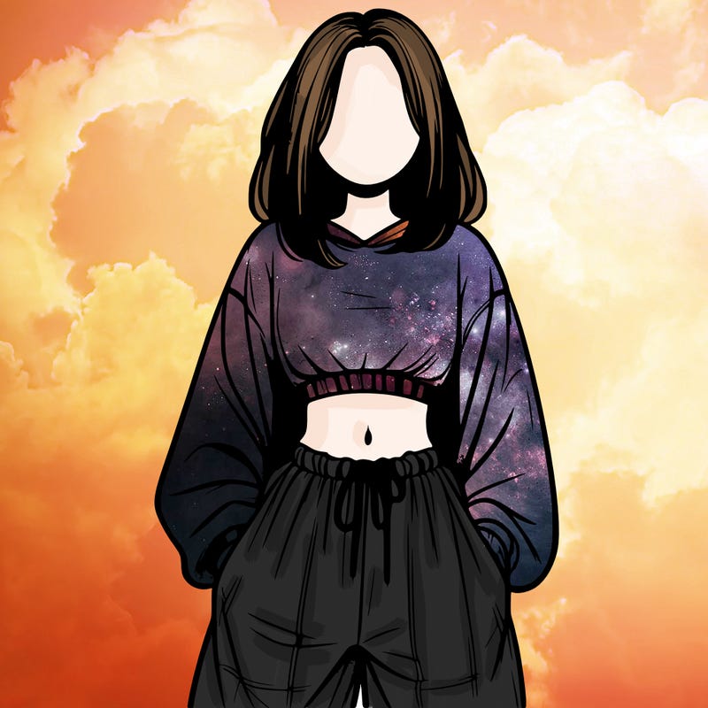 realistic girl faceless with baggy pants and a crop top