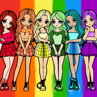 a group of girls realistic