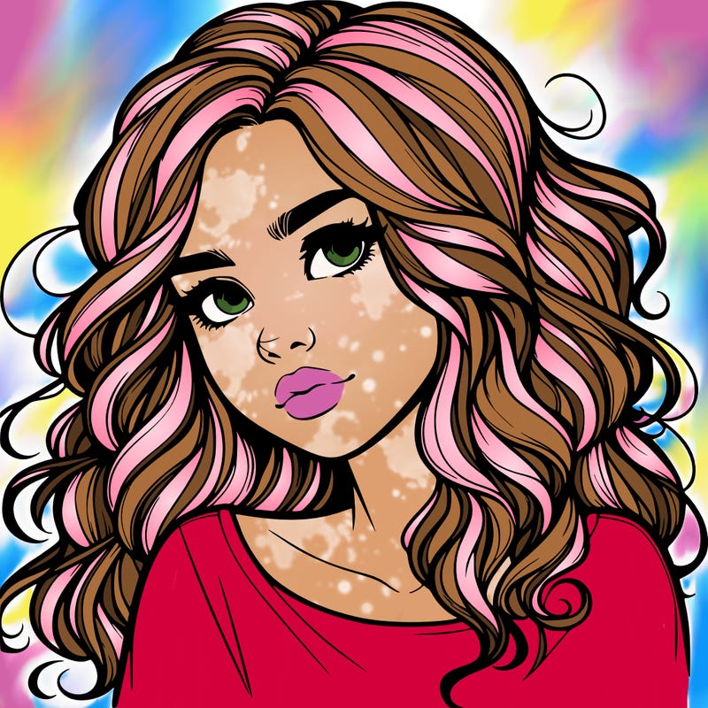 realistic girl with wavy hair on her hair