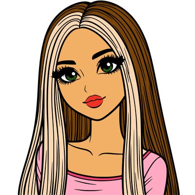 realistic girl with straight and long hair