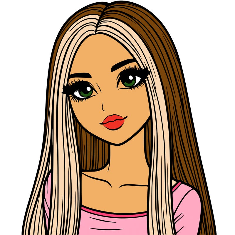 realistic girl with straight and long hair