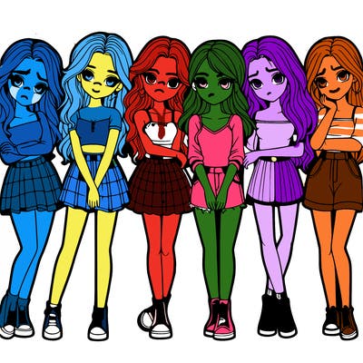 a group of girls realistic