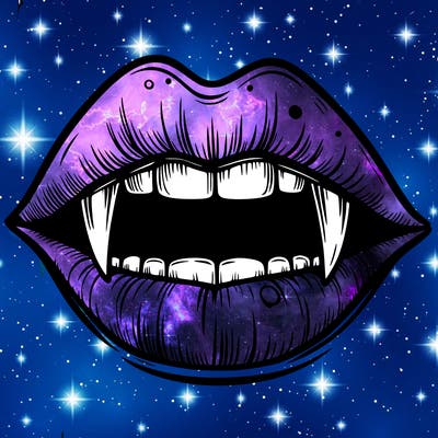 lips with vampire teeth