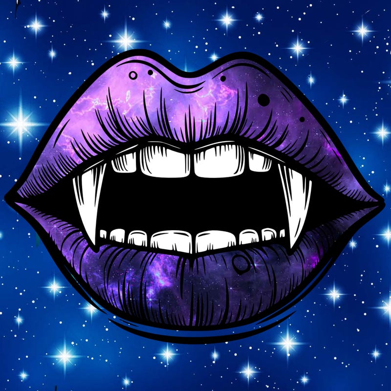 lips with vampire teeth
