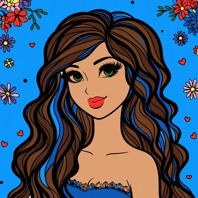 pretty woman with long wavy hair