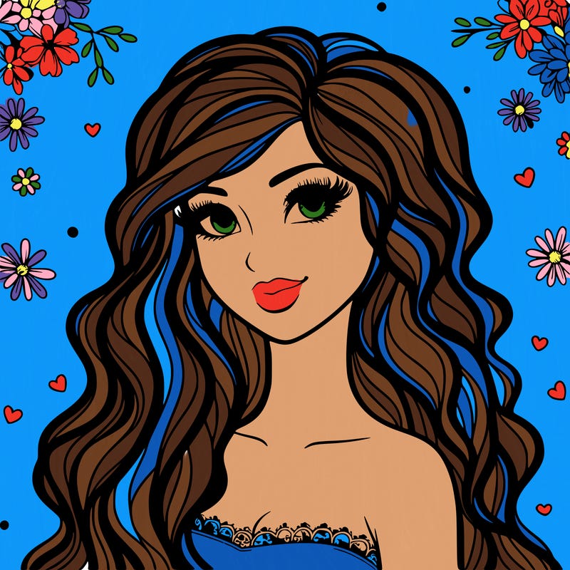 pretty woman with long wavy hair