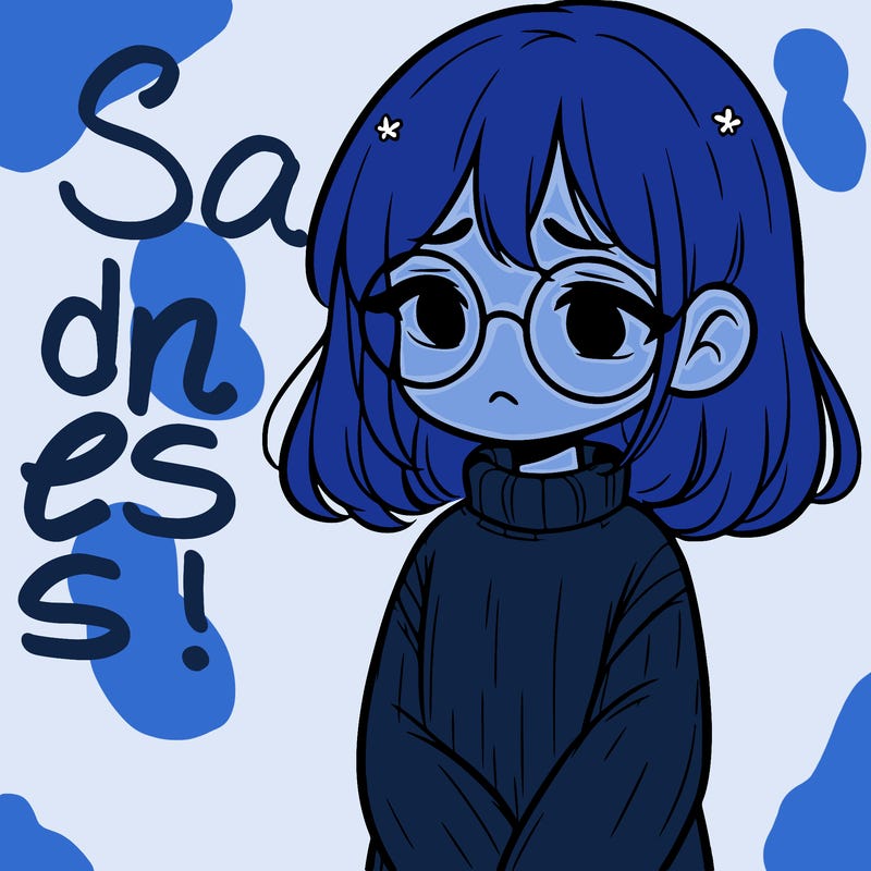 sad girl with glasses in a sweater