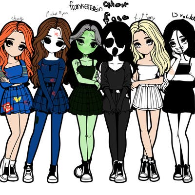 a group of girls realistic