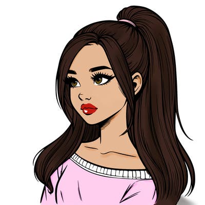 realistic girl with a high ponytail