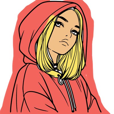 a realistic girl in a hoodie