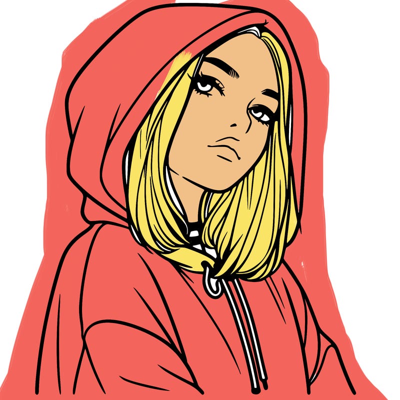 a realistic girl in a hoodie