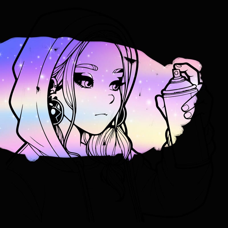 a realistic girl, spray painting