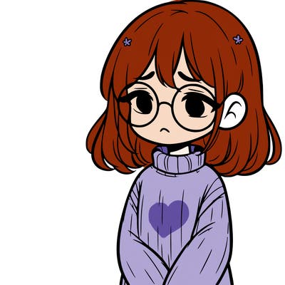sad girl with glasses in a sweater