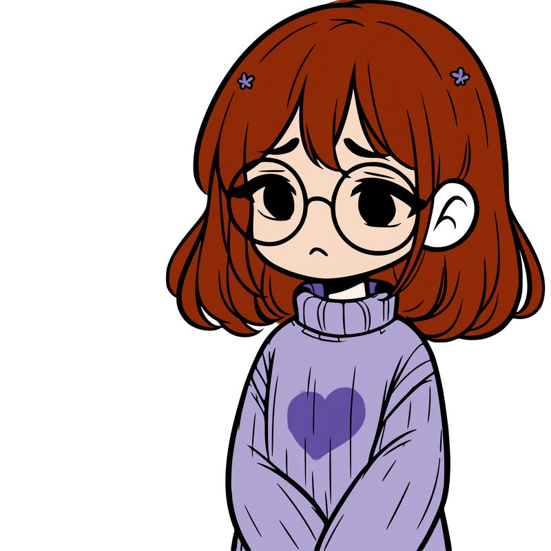 sad girl with glasses in a sweater