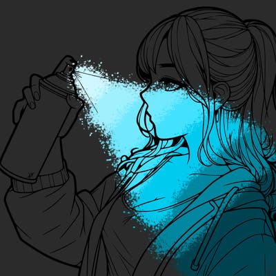 a realistic girl spray, painting