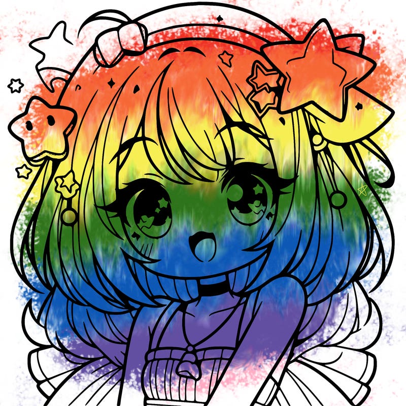 cute anime girl with star accessories