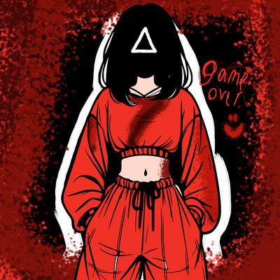 realistic girl faceless with baggy pants and a crop top