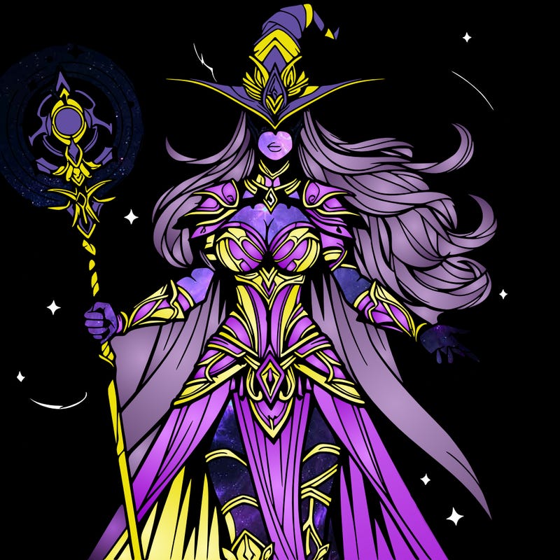 a realistic dark magic goddess warrior.