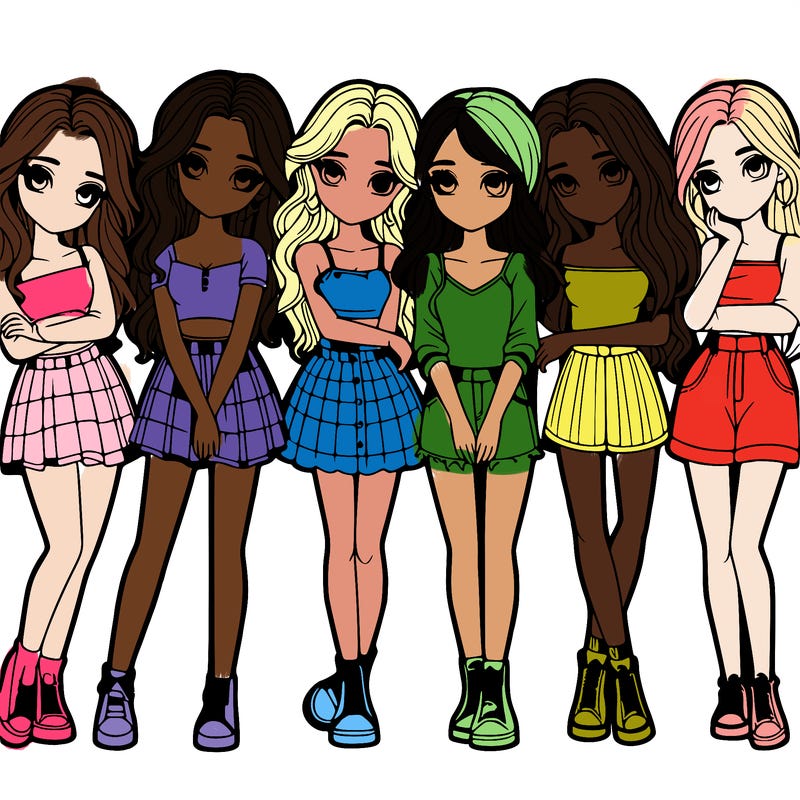 a group of girls realistic